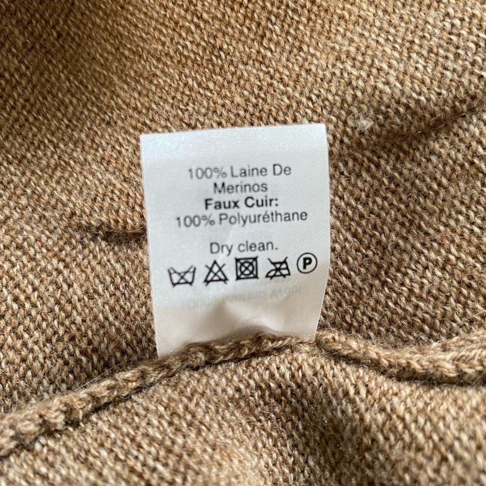 J. Crew 100% Merino Wool Faux Leather Pockets Tunic Sweater, Sz: Medium - Picture 10 of 11